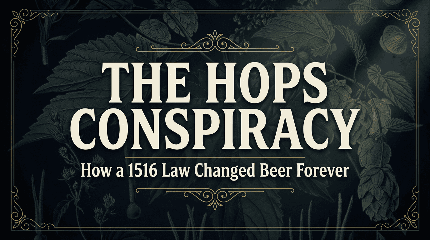 Hops and beer brewing elements highlighting the impact of the 1516 Beer Purity Law.