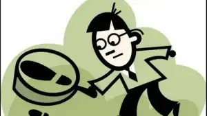 Discovery of ancient artifacts and fossils by archaeologist with magnifying glass, archaeological excavation and exploration concept.